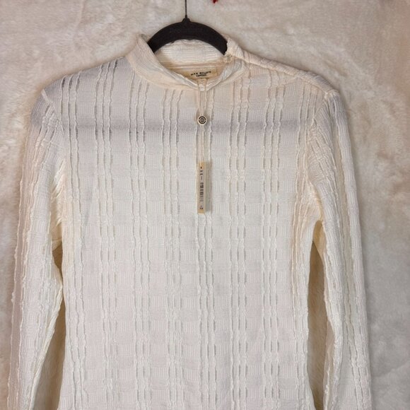 A0016 Max Studio London Womens Textured Ivory Long Sleeve Top S  NWT - Picture 3 of 10